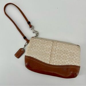 SOLD ON DEPOP | Vintage Coach Wristlet Beige Signature C Monogram Canvas Leather